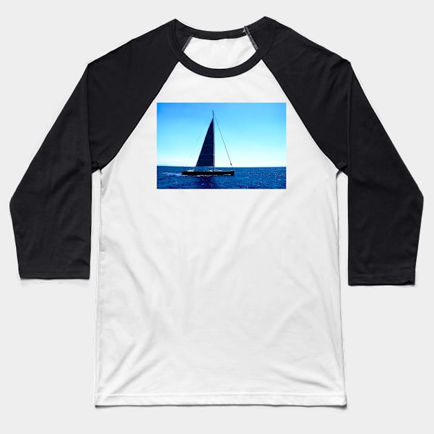 View in Amalfi coast at a boat sailing across the Tyrrhenian Sea with skippers Baseball T-Shirt by KristinaDrozd